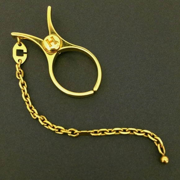 HERMES GOLDTONE GLOVES HOLDER/P1189 - Picture 2 of 11